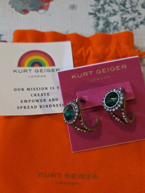 Kurt Geiger Jewelry - Kurt Geiger Gold-Tone Earrings with Green Crystals